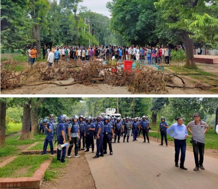 অবরুদ্ধ জাবি উপাচার্য, মুখোমুখি অবস্থানে পুলিশ-শিক্ষার্থীরা