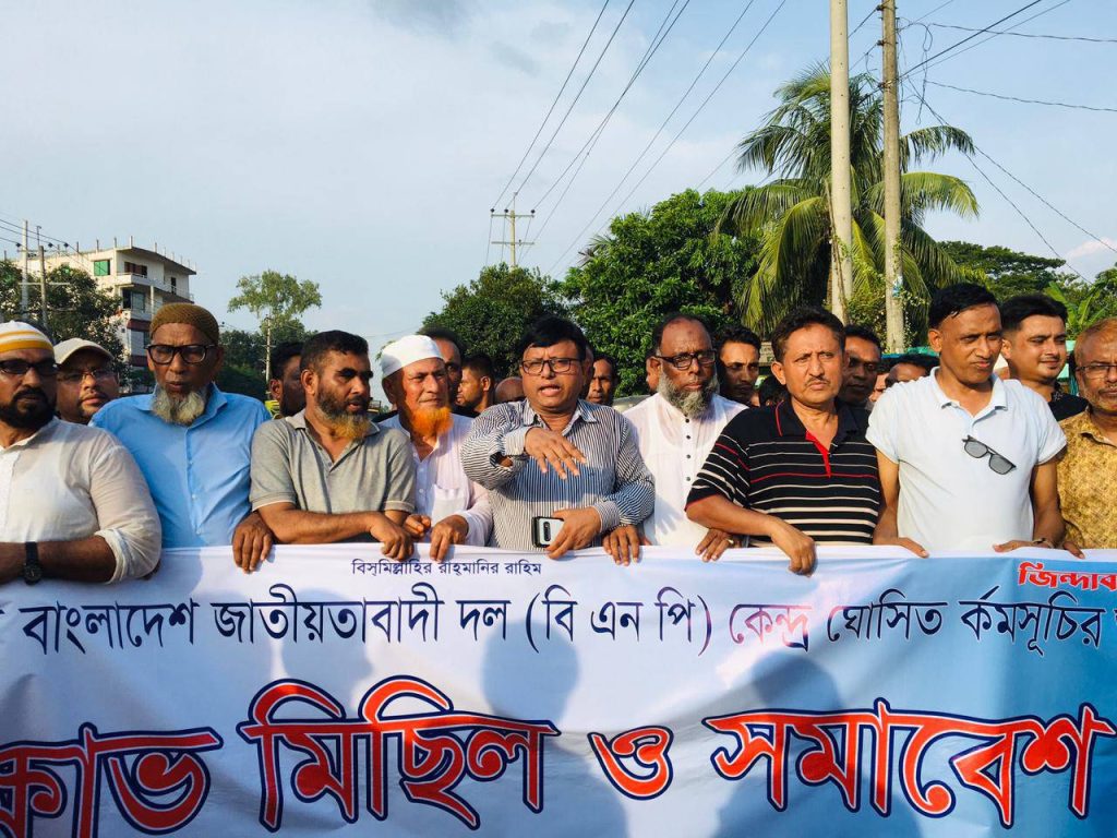 রায়পুরায় বিএনপির অবস্থান কর্মসূচি ও গণ-মিছিল