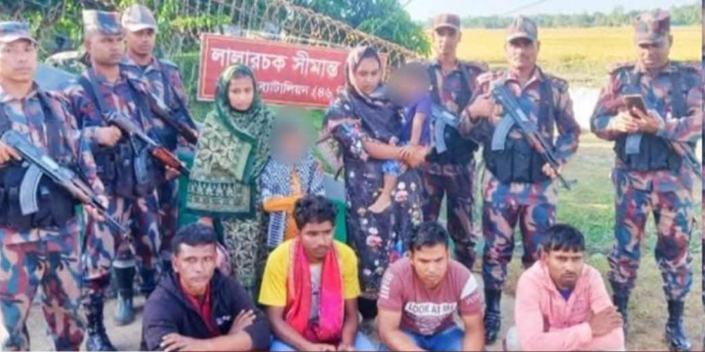 মানব পাচারকারীর বাড়িতে বিজিবি'র অভিযানে শিশুসহ ৮নারী-পুরুষ আটক