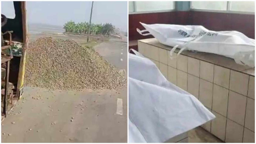 বাগেরহাটে সড়কে স্তুপ করে রাখা পাথরে ট্রলি উল্টে নি'হত ২