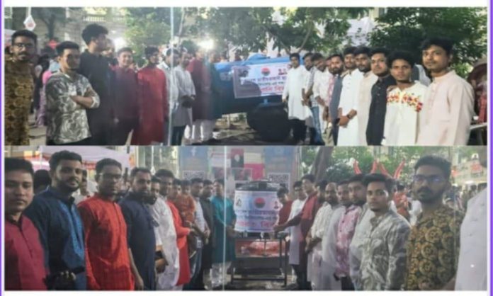 পহেলা বৈশাখে তীব্র গরমে শিক্ষার্থীদের মাঝে পানি ও শরবত বিতরণ করল জবি ছাত্রদল